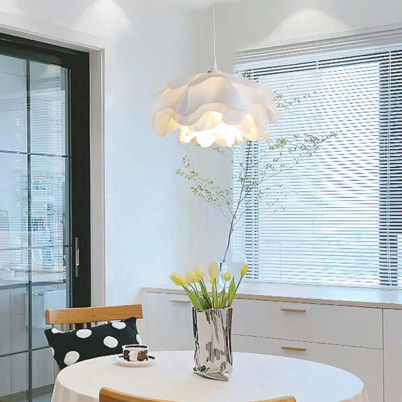 Pendant Light Elegant Cream Acrylic Flower Shaped, White