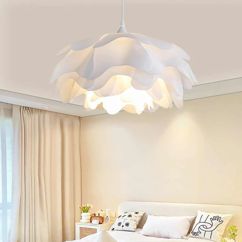 Pendant Light Elegant Cream Acrylic Flower Shaped, White