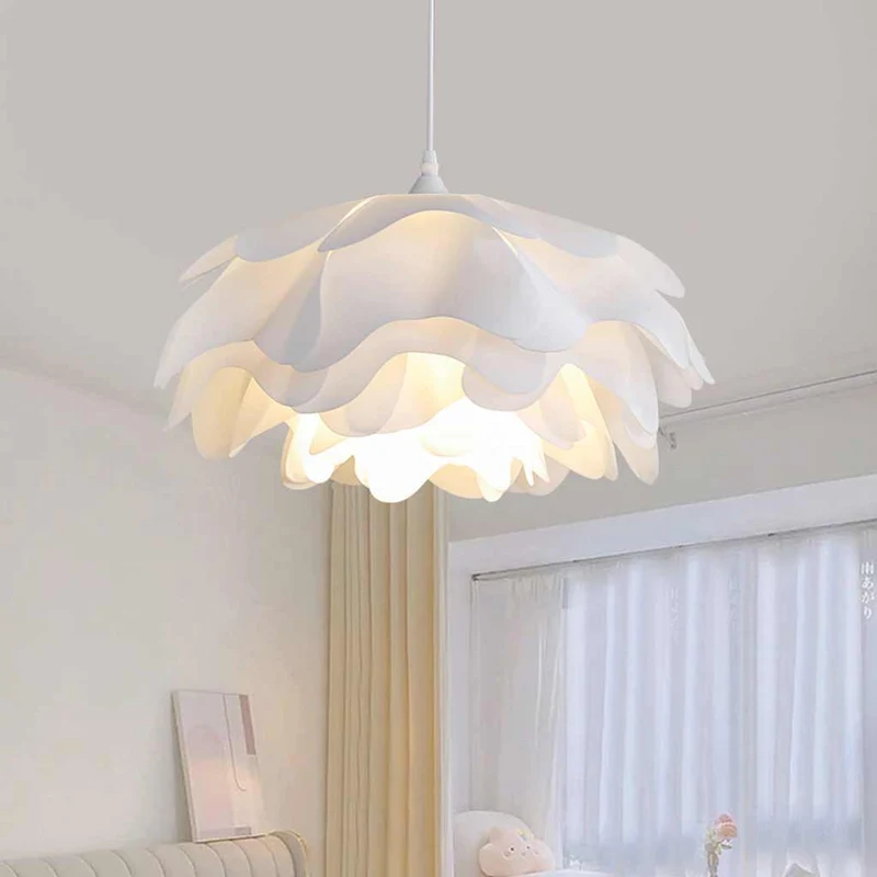 Pendant Light Elegant Cream Acrylic Flower Shaped, White