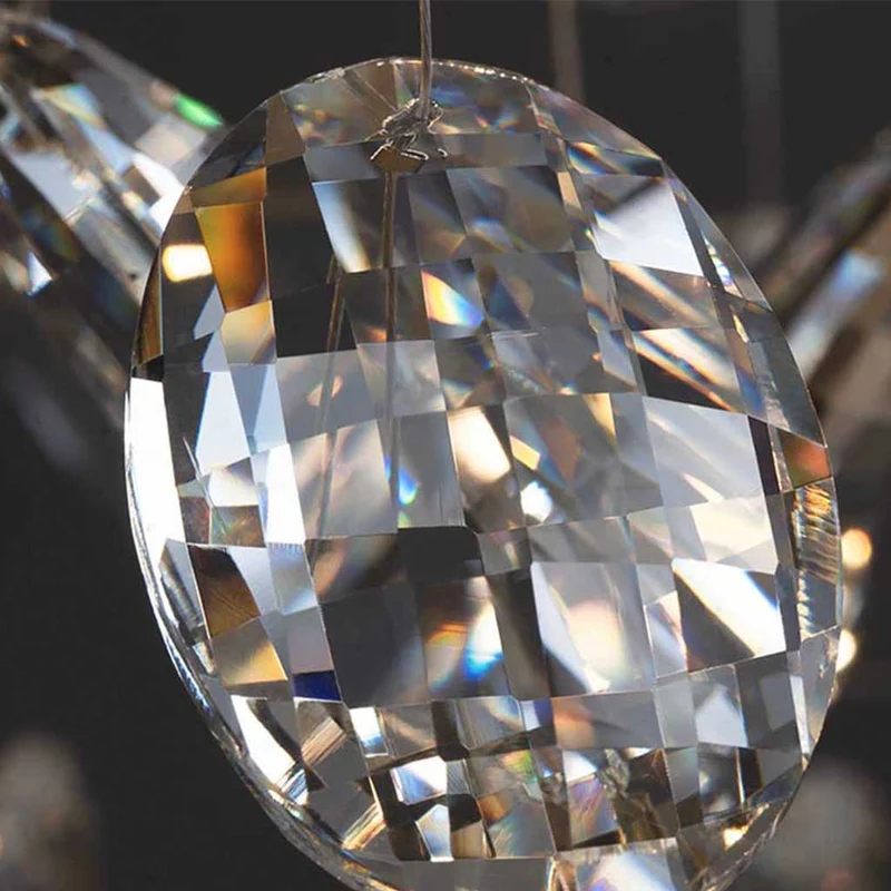 Chandelier Romantic Luxury Brass Branch Crystal Raindrop