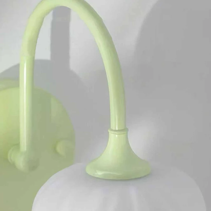 Wall Sconce Light Cream Glass Flower Tulip, Green / White