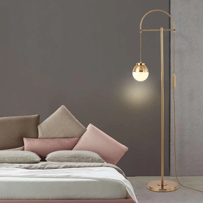 Floor Lamp Nordic Iron Gold Arched Glass Globe
