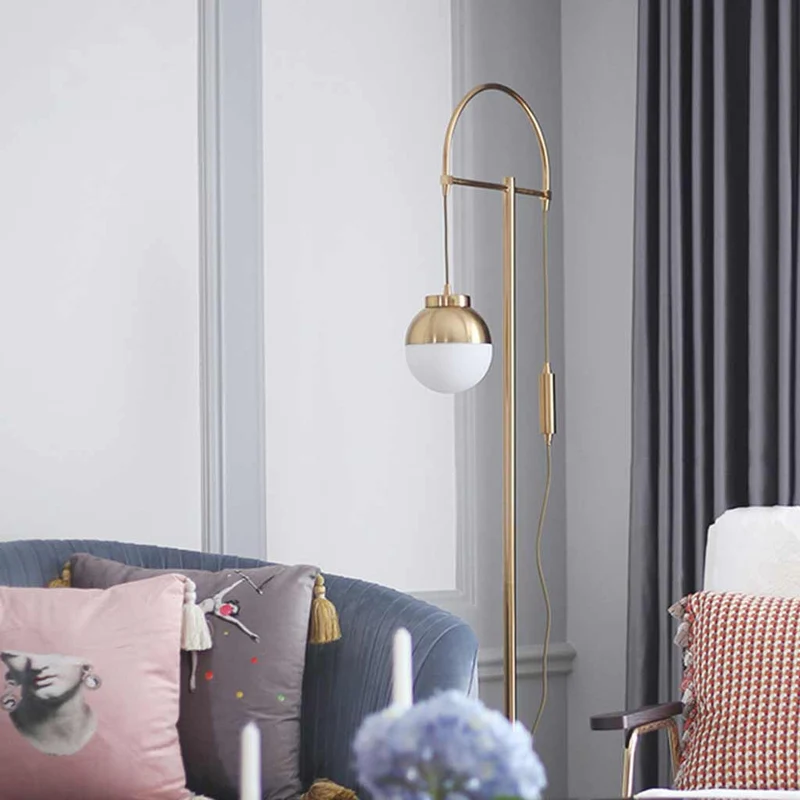 Floor Lamp Nordic Iron Gold Arched Glass Globe