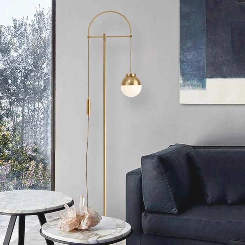 Floor Lamp Nordic Iron Gold Arched Glass Globe