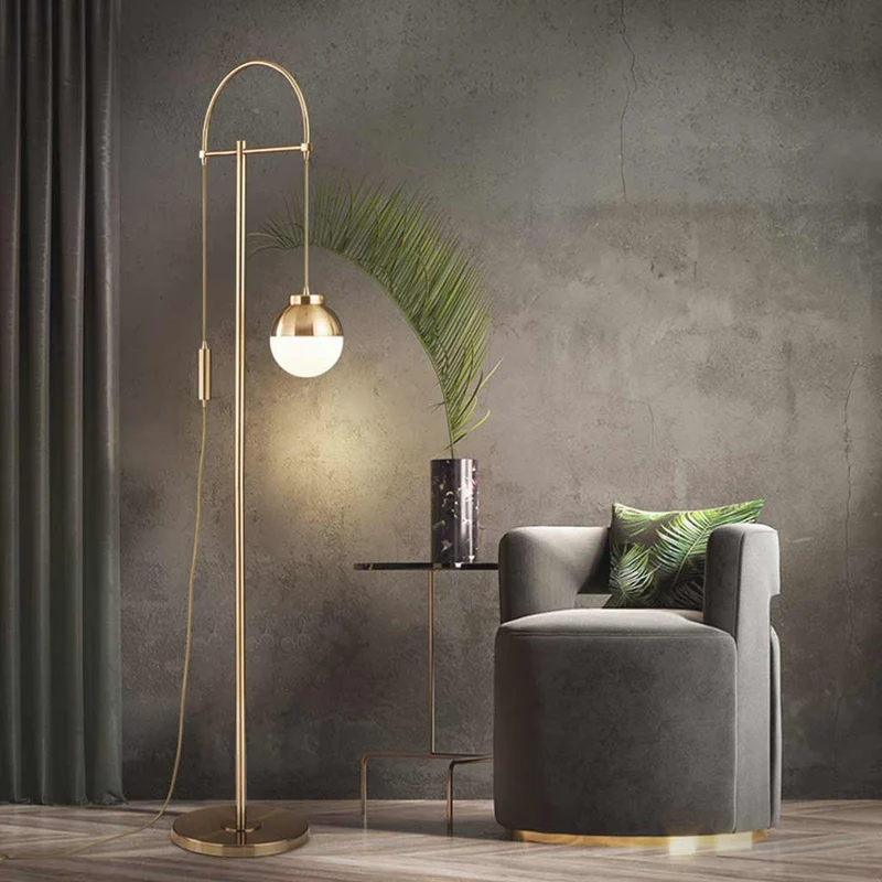 Floor Lamp Nordic Iron Gold Arched Glass Globe