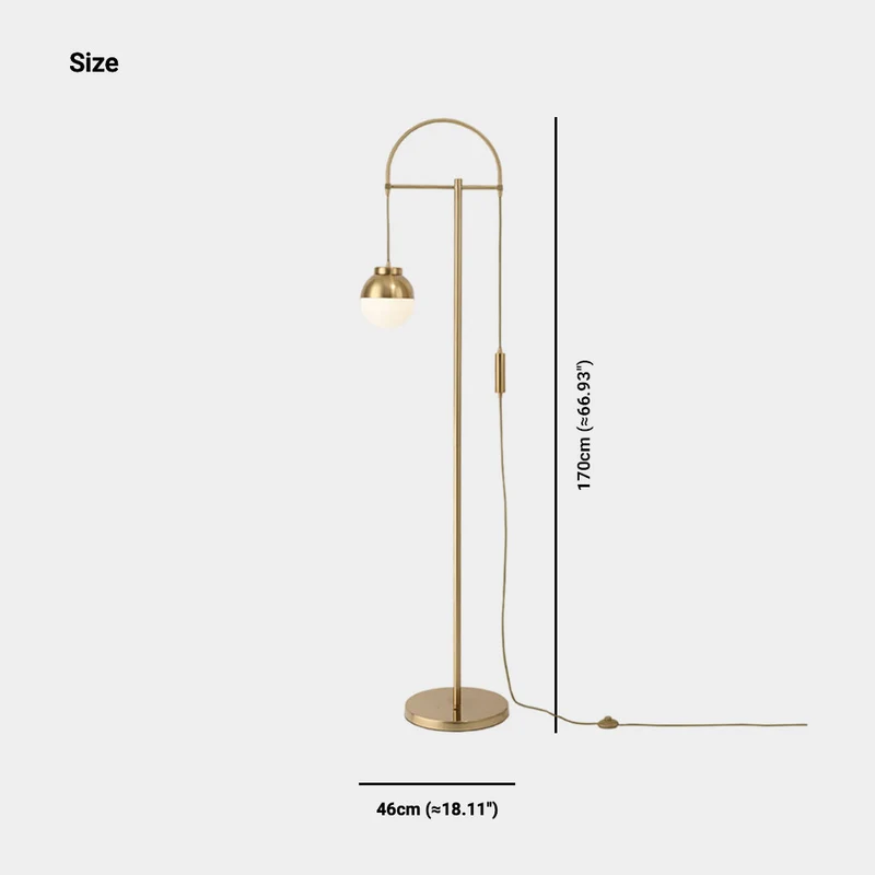 Floor Lamp Nordic Iron Gold Arched Glass Globe