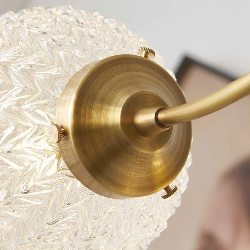 Semi-Flush Ceiling Light Nordic Brass Glass Crystal Multi Globe