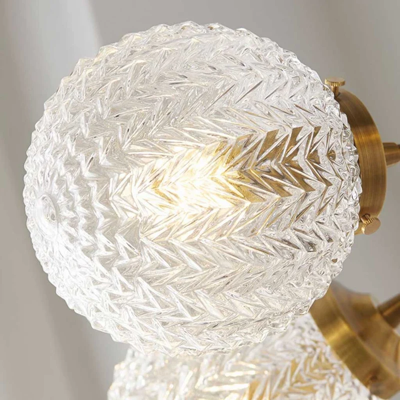 Semi-Flush Ceiling Light Nordic Brass Glass Crystal Multi Globe