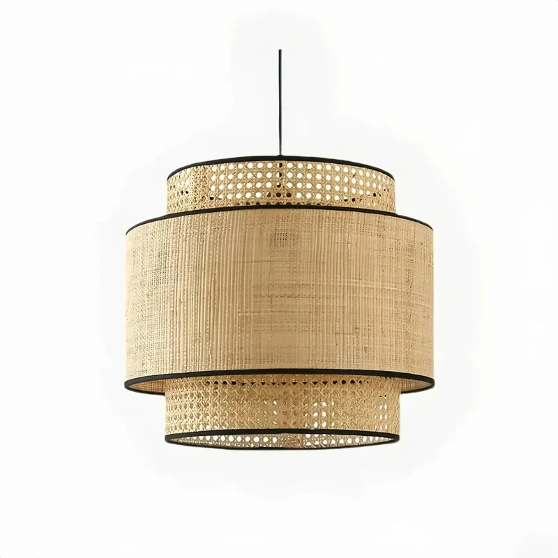 Japandi Pendelleuchte aus Rattan für das Esszimmer