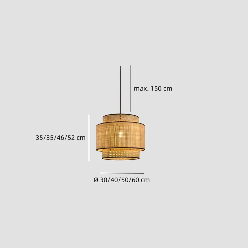 Japandi Pendelleuchte aus Rattan für das Esszimmer