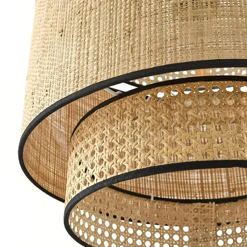 Japandi Pendelleuchte aus Rattan für das Esszimmer