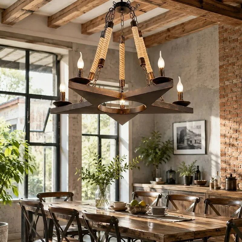 Industrial Kronleuchter in Sternform für Esszimmer mit Kerzenhalter