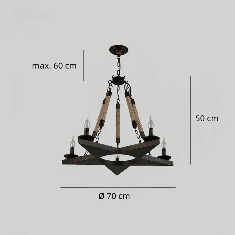 Industrial Kronleuchter in Sternform für Esszimmer mit Kerzenhalter