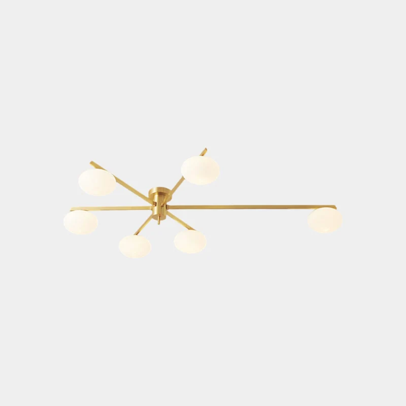 Semi-Flush Ceiling Light Modern Brass Glass Globe, Black / Gold