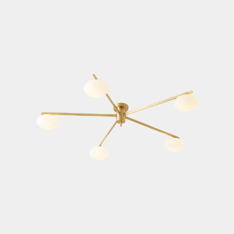 Semi-Flush Ceiling Light Modern Brass Glass Globe, Black / Gold