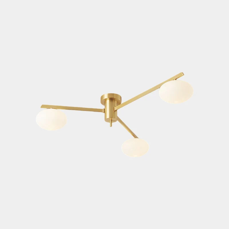 Semi-Flush Ceiling Light Modern Brass Glass Globe, Black / Gold