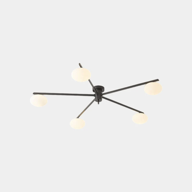 Semi-Flush Ceiling Light Modern Brass Glass Globe, Black / Gold