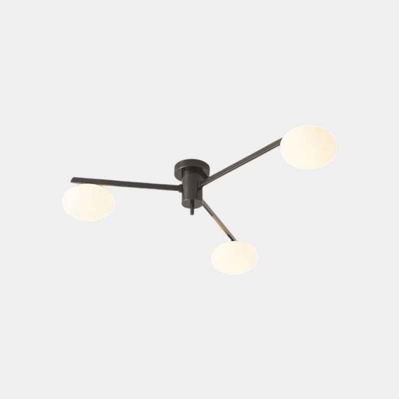 Semi-Flush Ceiling Light Modern Brass Glass Globe, Black / Gold