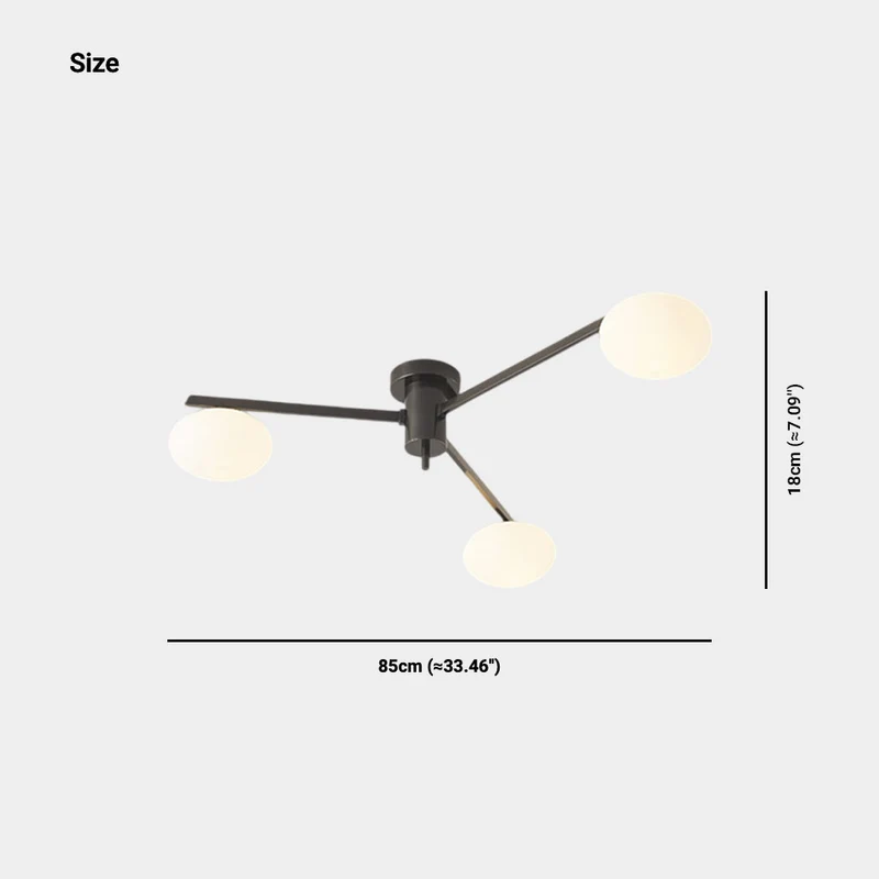 Semi-Flush Ceiling Light Modern Brass Glass Globe, Black / Gold