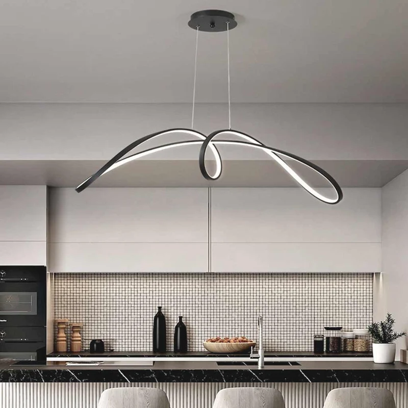 Chandelier Minimalist Aluminum Curved Dimmable LED, Black / White