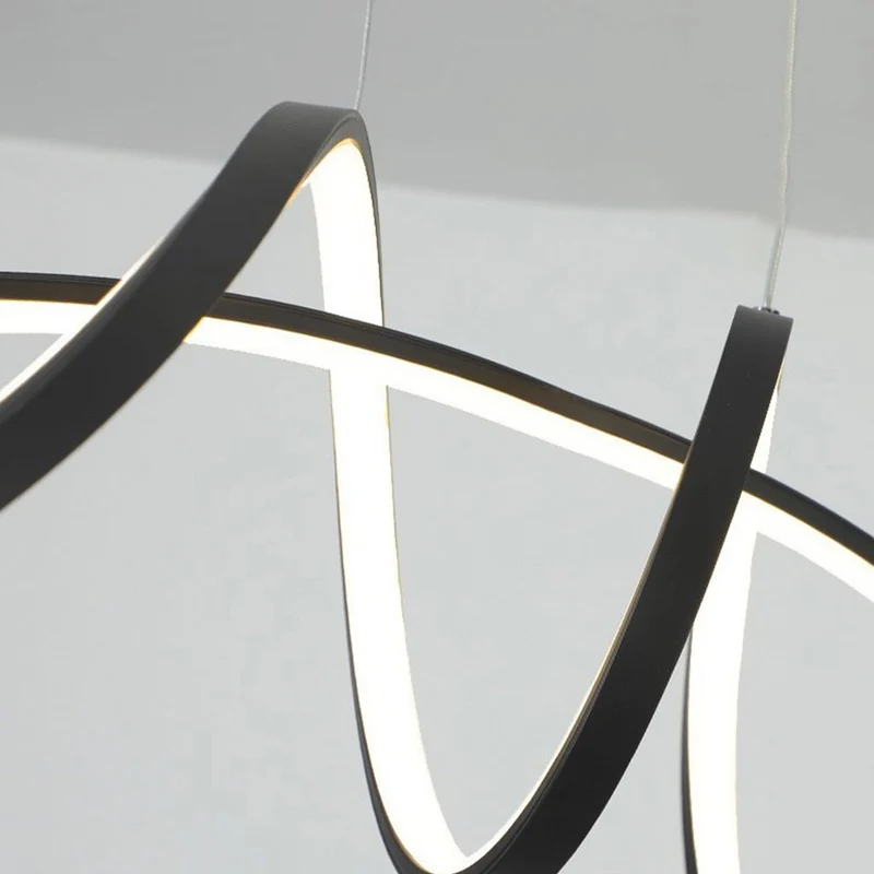 Chandelier Minimalist Aluminum Curved Dimmable LED, Black / White