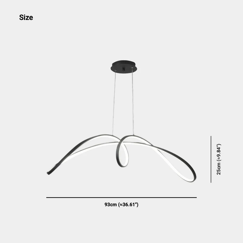 Chandelier Minimalist Aluminum Curved Dimmable LED, Black / White