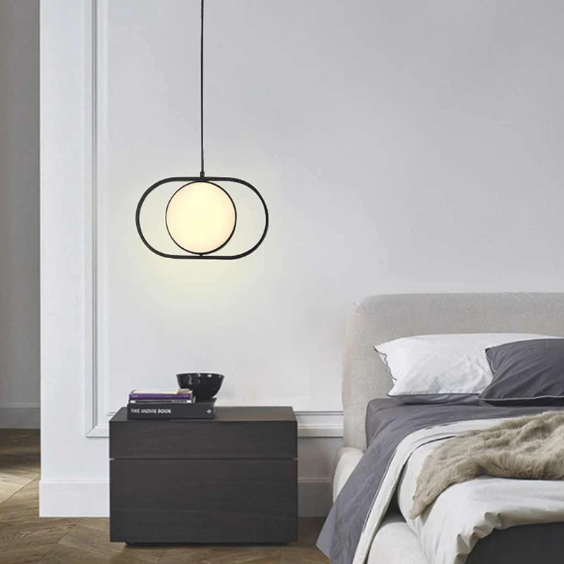 Pendant Light Hanging Light Decorative Oval Metal LED, Black