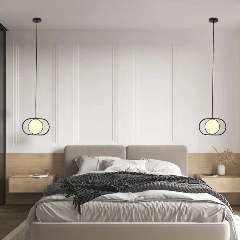 Pendant Light Hanging Light Decorative Oval Metal LED, Black