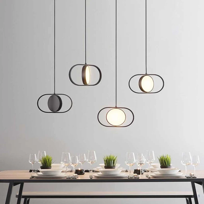 Pendant Light Hanging Light Decorative Oval Metal LED, Black