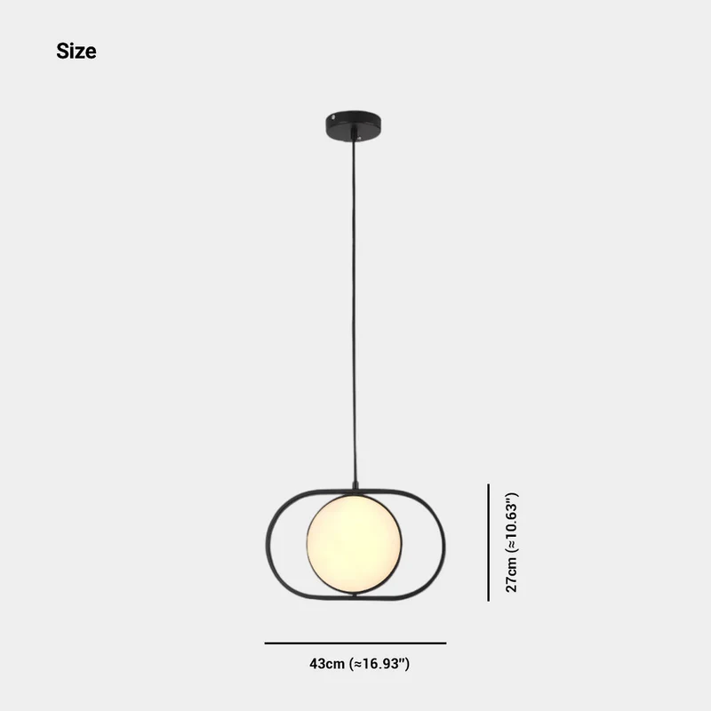 Pendant Light Hanging Light Decorative Oval Metal LED, Black