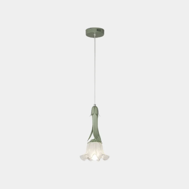 Pendant Light Art Deco Small Lily of the Valley, Green / White