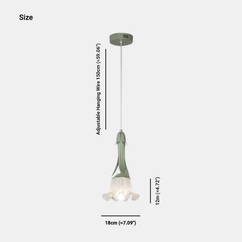 Pendant Light Art Deco Small Lily of the Valley, Green / White