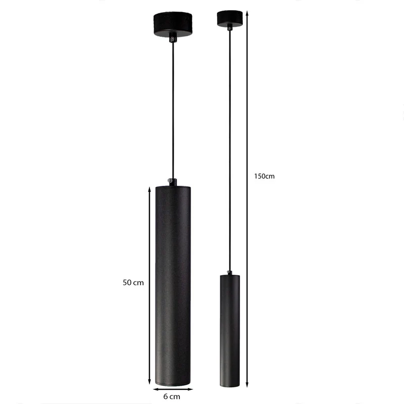 Schwarze Hängelampe länglich - 50cm | GU10-Fassung