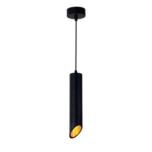 Schwarze Hängelampe länglich - 30cm | GU10-Fassung | Gold