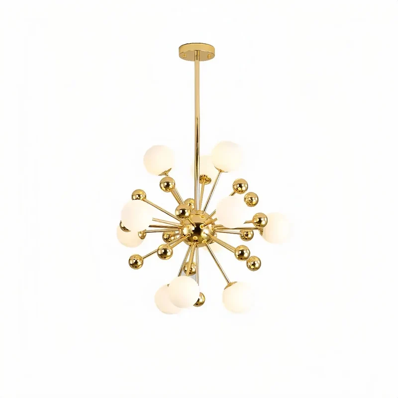 Goldener Sputnik-Kronleuchter mit LED für Esszimmer, Modern