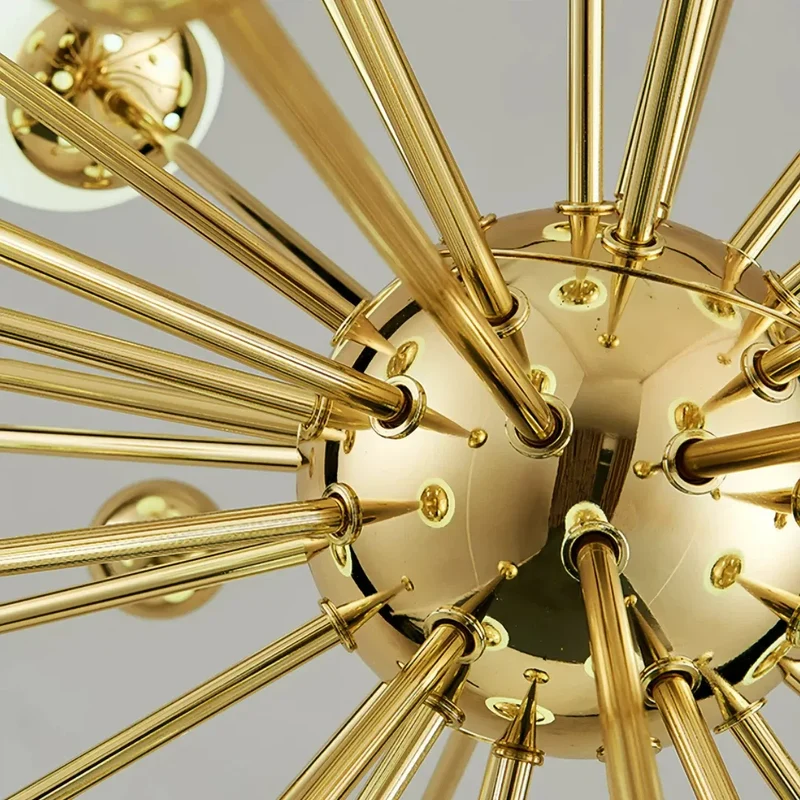 Goldener Sputnik-Kronleuchter mit LED für Esszimmer, Modern