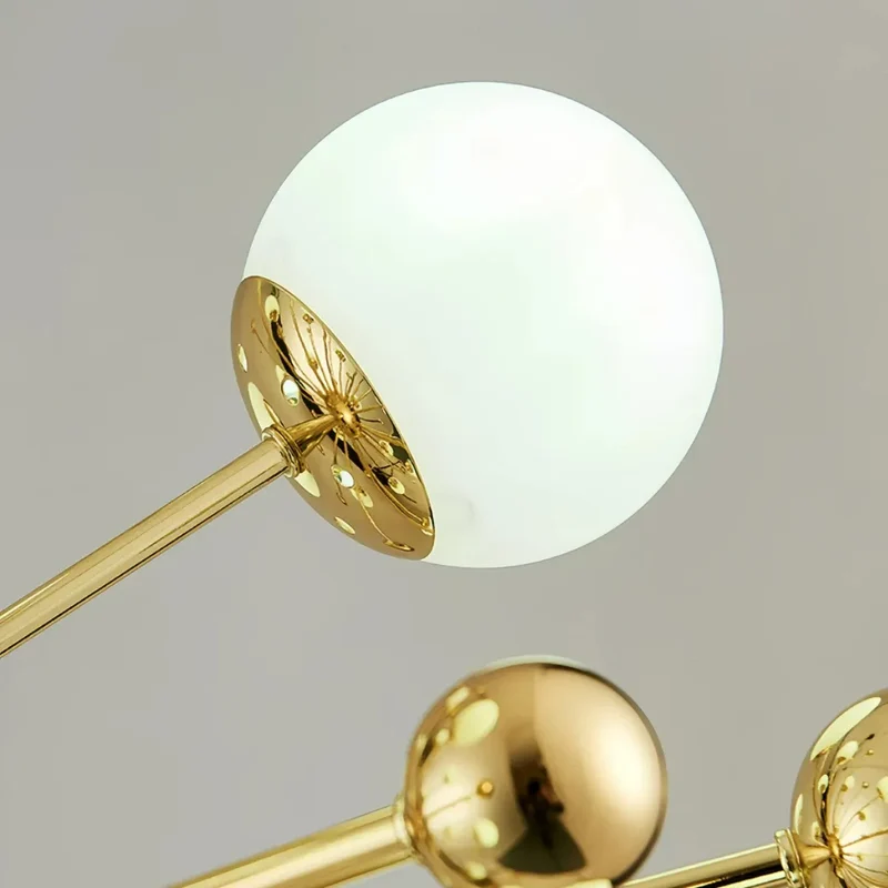 Goldener Sputnik-Kronleuchter mit LED für Esszimmer, Modern