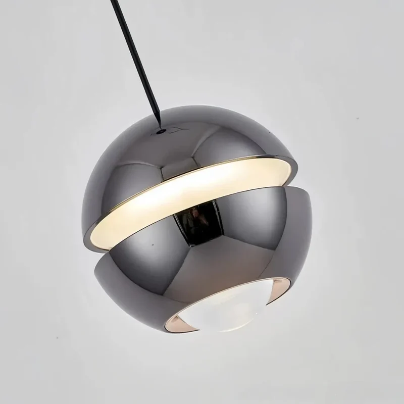 Kleine Kugel-Pendelleuchte aus Metall, höhenverstellbar, fürs Schlafzimmer