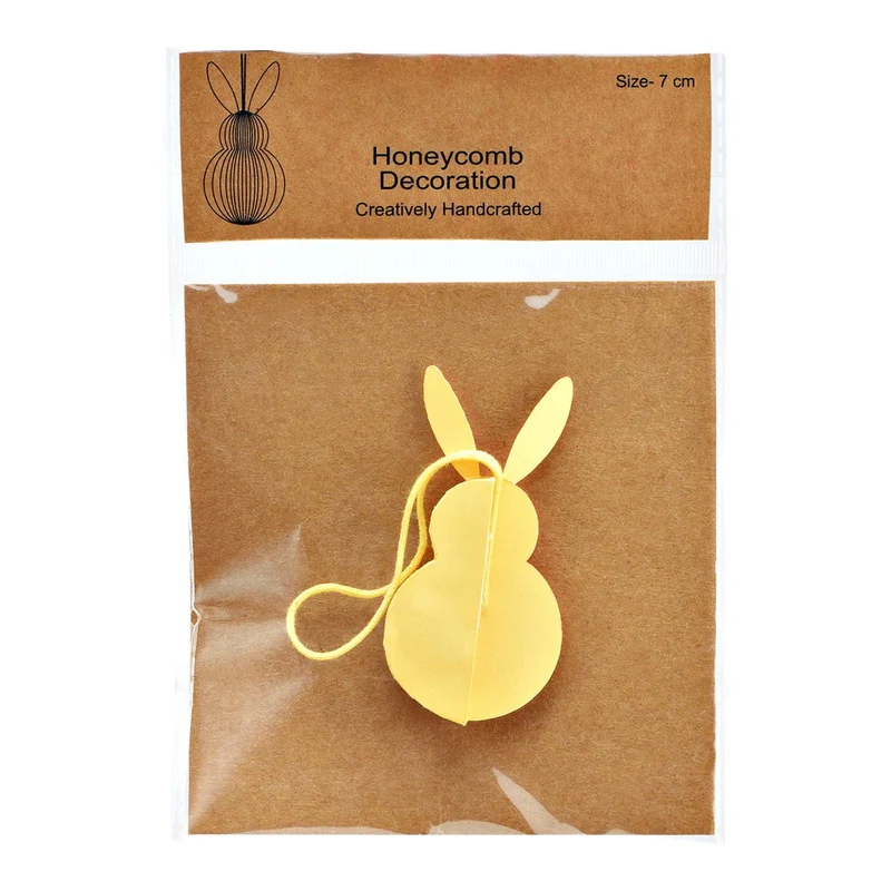 Osterhase zum Hängen aus Papier Gelb Honeycomb
