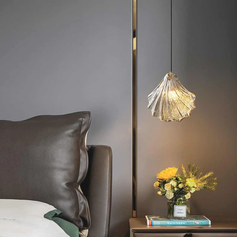 Pendant Light Unique Brass Amber Glass Shell