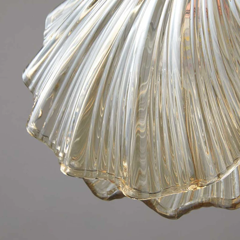 Pendant Light Unique Brass Amber Glass Shell