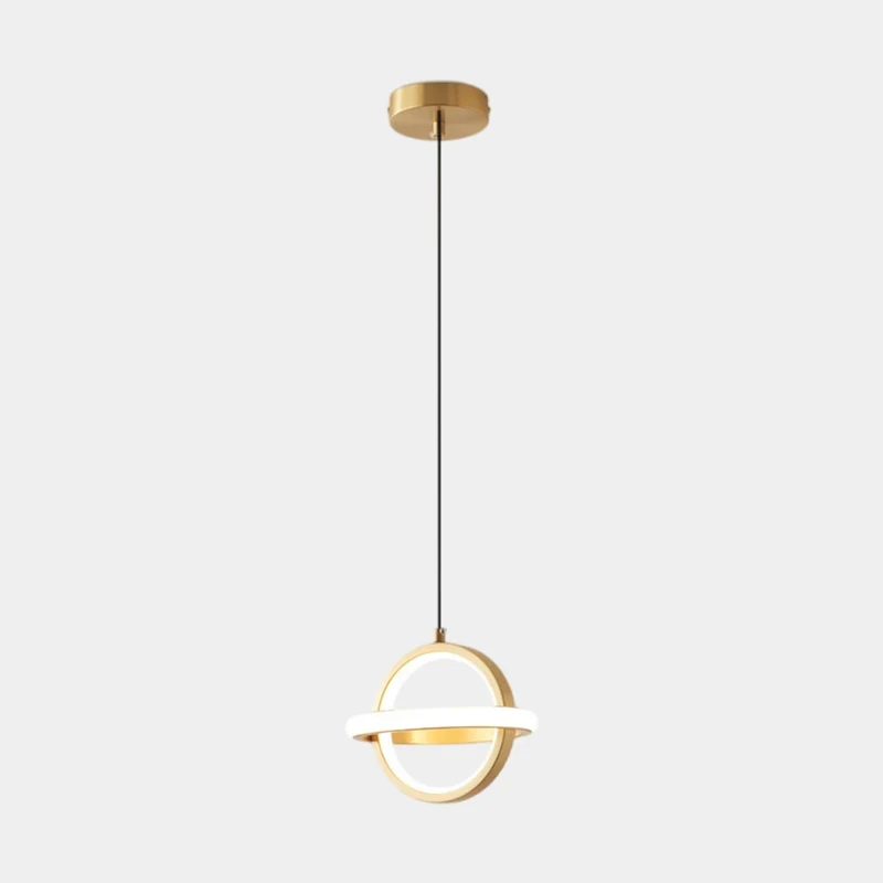 Pendant Light Geometric Brass Round Globe Ring, Black / Gold