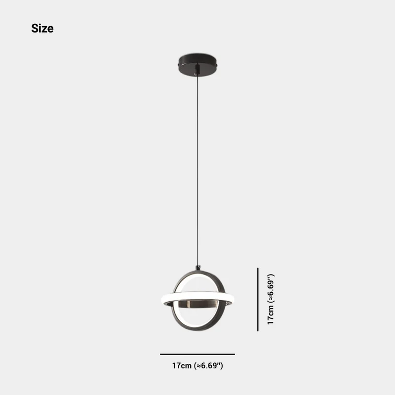 Pendant Light Geometric Brass Round Globe Ring, Black / Gold