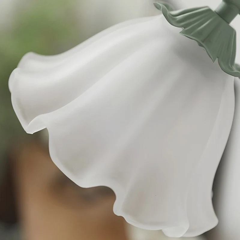 Wall Sconce Light French Glass Lily Flower Lily of the Valley, Green & White