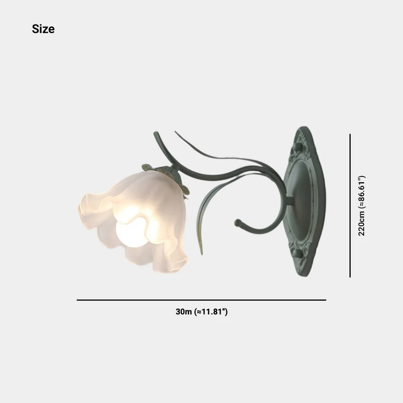 Wall Sconce Light French Glass Lily Flower Lily of the Valley, Green & White