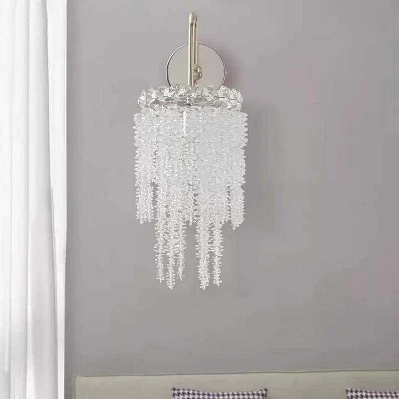 Wall Sconce Light Modern Crystal Waterfall Silver