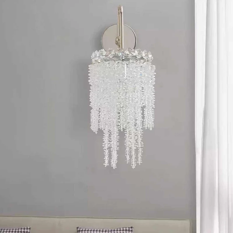 Wall Sconce Light Modern Crystal Waterfall Silver