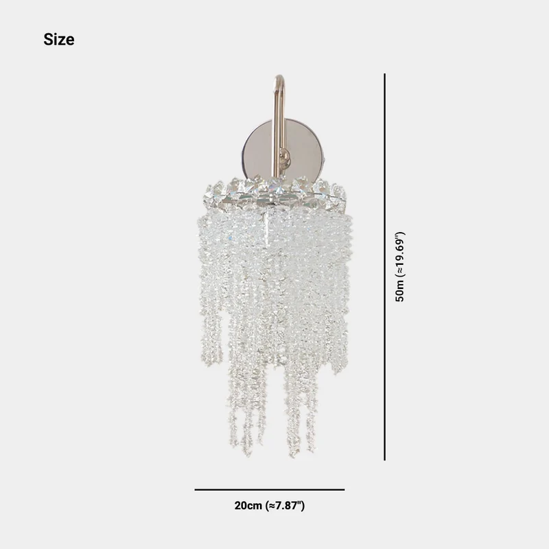 Wall Sconce Light Modern Crystal Waterfall Silver