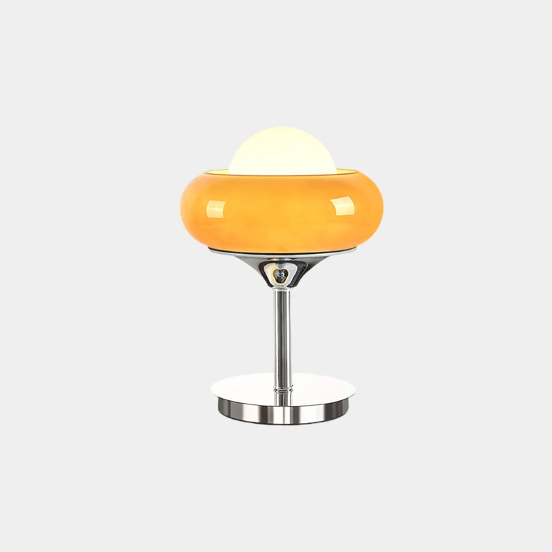 Table / Floor Lamp Decorative Chrome Orange Glass Round