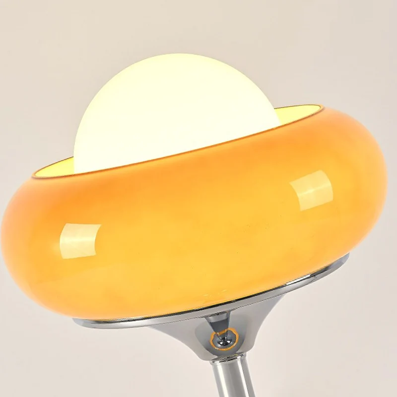 Table / Floor Lamp Decorative Chrome Orange Glass Round